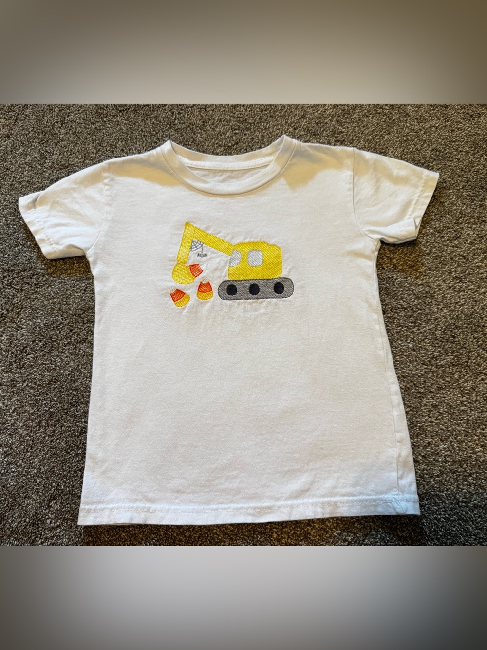 Candy Corn Excavator Construction Equipment white t shirt 3T-4T Toddler boy